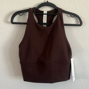 NWT Lululemon Espresso Everlux Logo Shelf Tank Size 8